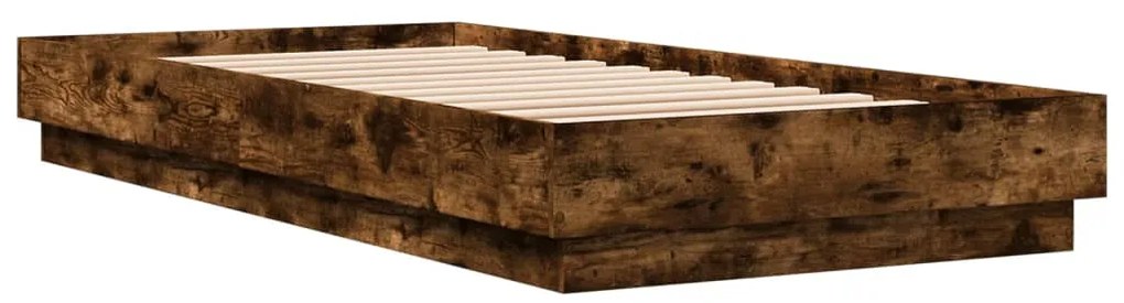 Estrutura de cama com luzes LED 90x200 cm carvalho fumado