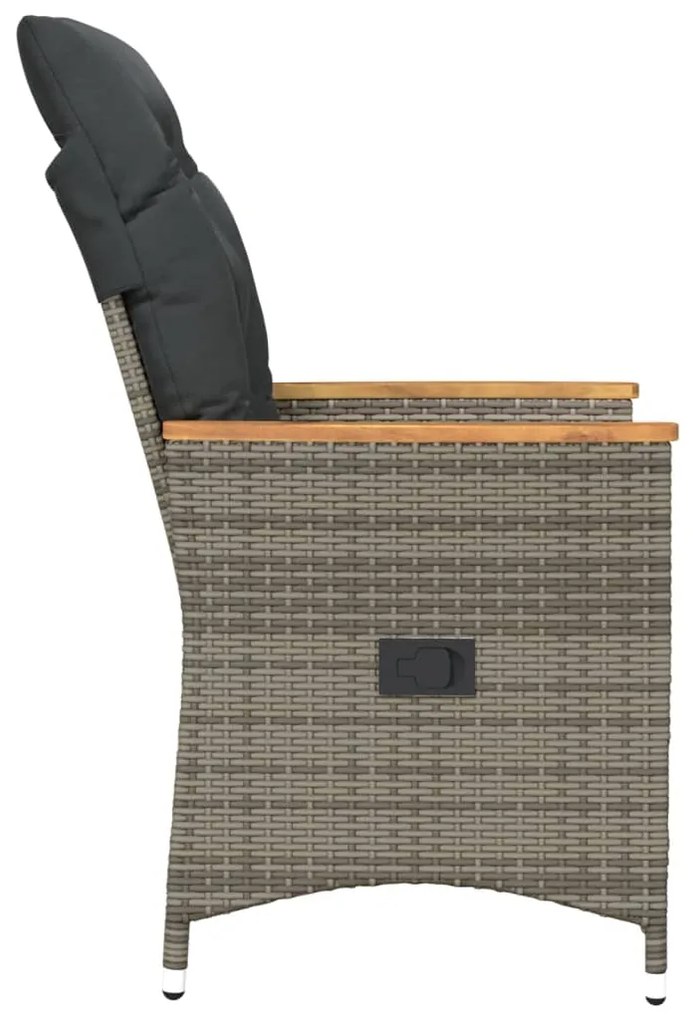 Cadeiras jardim reclináveis 2 pcs c/ almofadões vime PE cinza