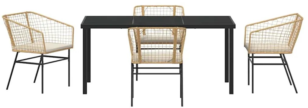 Conjunto de Jantar de Jardim com 5 Peças e Almofadas de Rattan sintéti