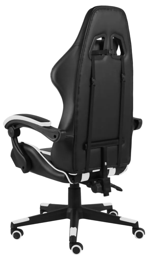 Cadeira estilo corrida couro artificial preto e branco