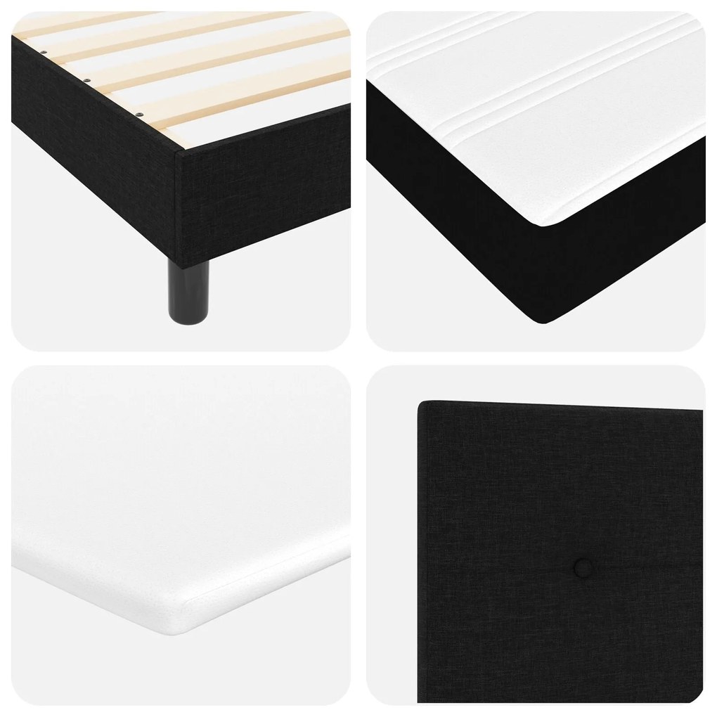 Cama Box Spring com Colchão e LED Preto 120x190 cm Tecido