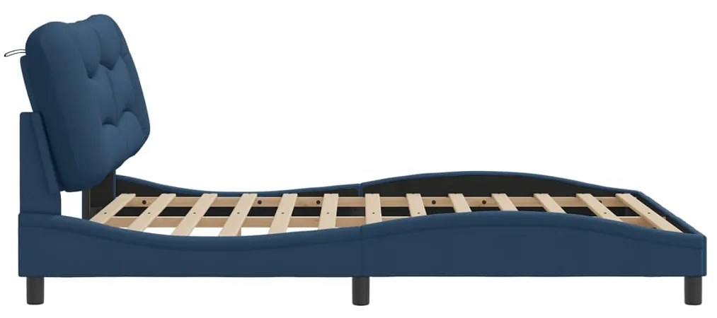 Estrutura de cama sem colchão 160x200 cm tecido azul