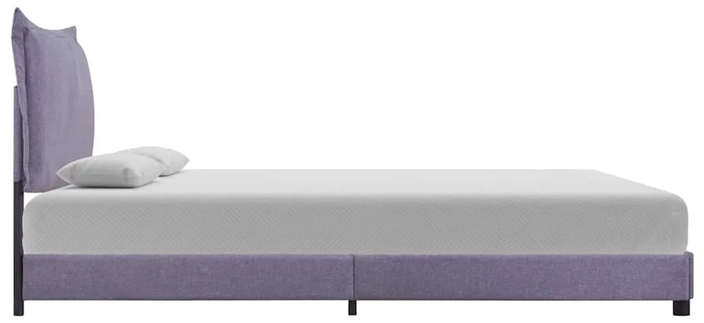 Estrutura de cama sem colchão 135x190 cm tecido cinzento-claro