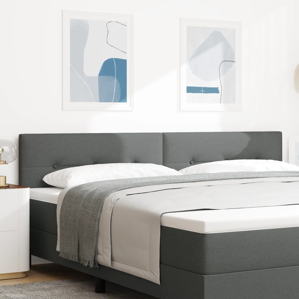 Cabeceira LED vidaXL Botão Estofada Cinza Escuro 100 cm Tecido