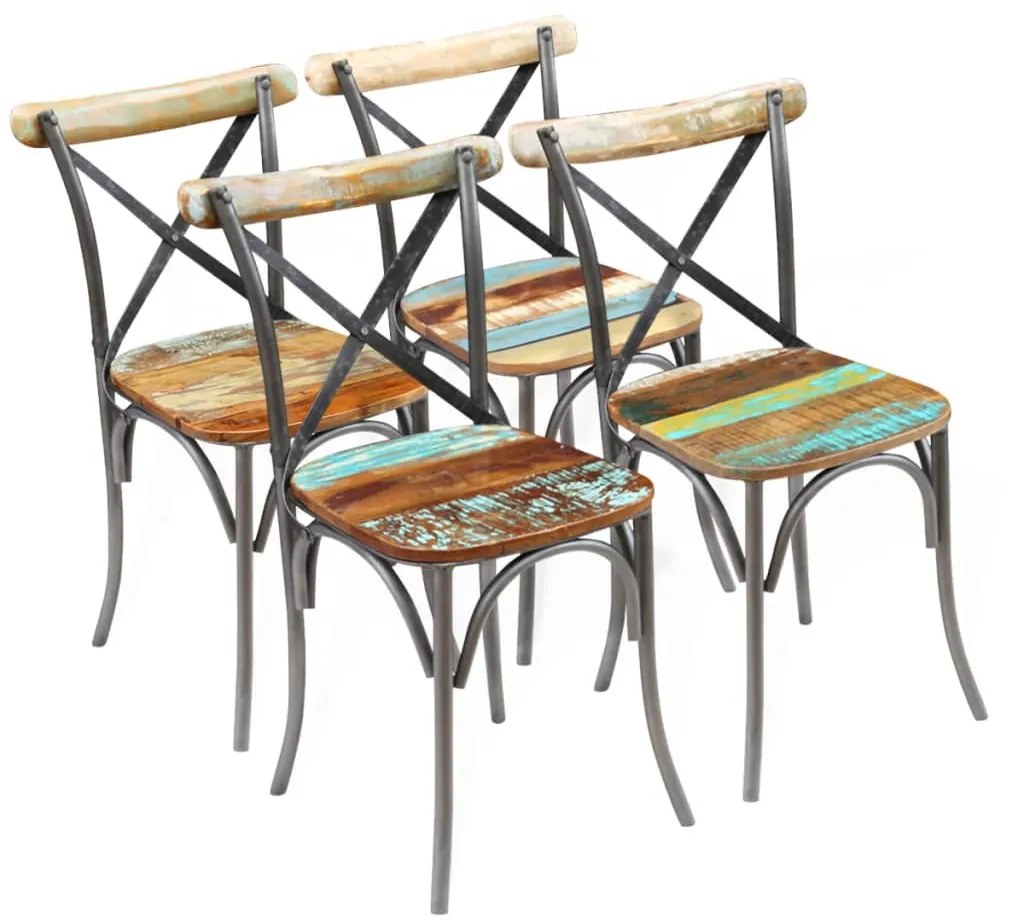 vidaXL Cadeiras de jantar 4 pcs madeira recuperada maciça