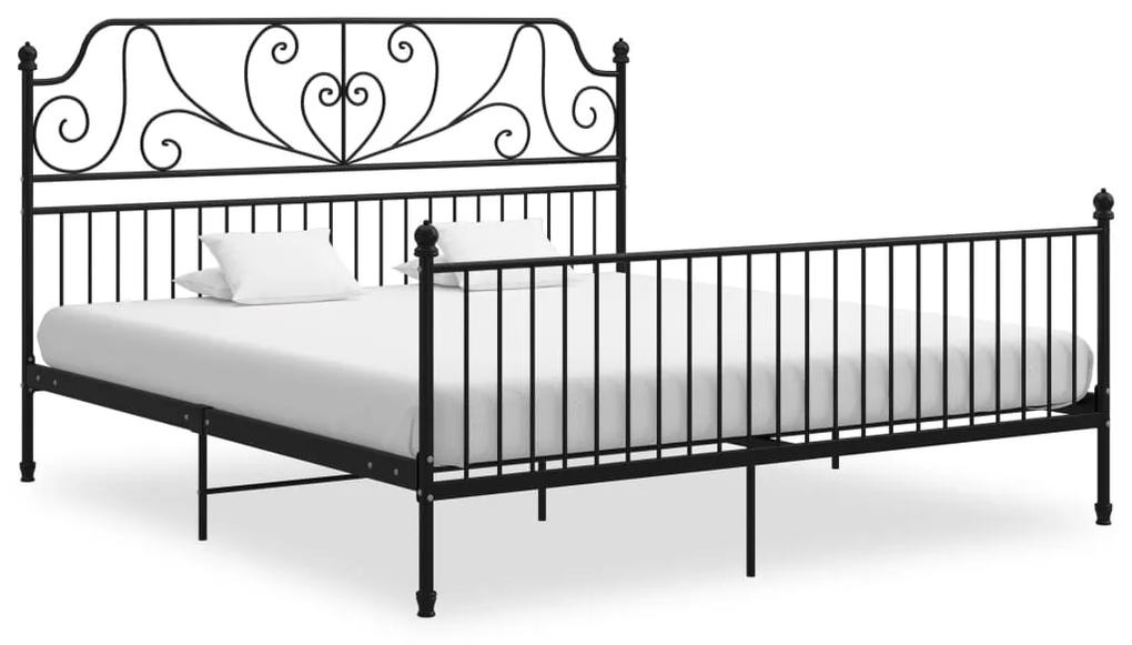 Estrutura de cama 180x200 cm metal e contraplacado preto