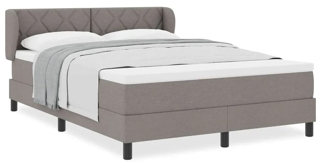 Cama Box Spring com Colchão taupe 140x200 cm em Tecido