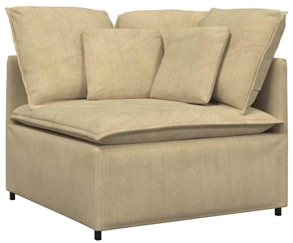 Sofá modular com pufes e almofadas tecido corduroy