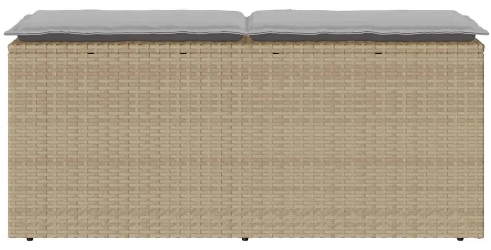 Banco de jardim com almofadão 110x40x44 cm vime PE bege
