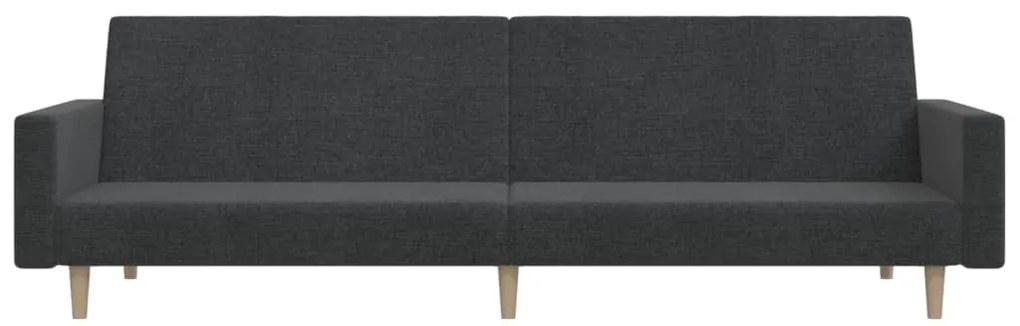 Sofá-cama de 2 lugares tecido cinzento-escuro