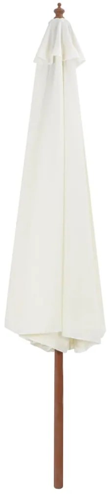 Guarda-sol de exterior com poste em madeira 350 cm branco areia