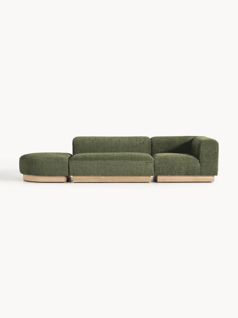 Módulo com chaise longue em teddy-bouclé Natalie, com repousa pés (esquerda/direita)
