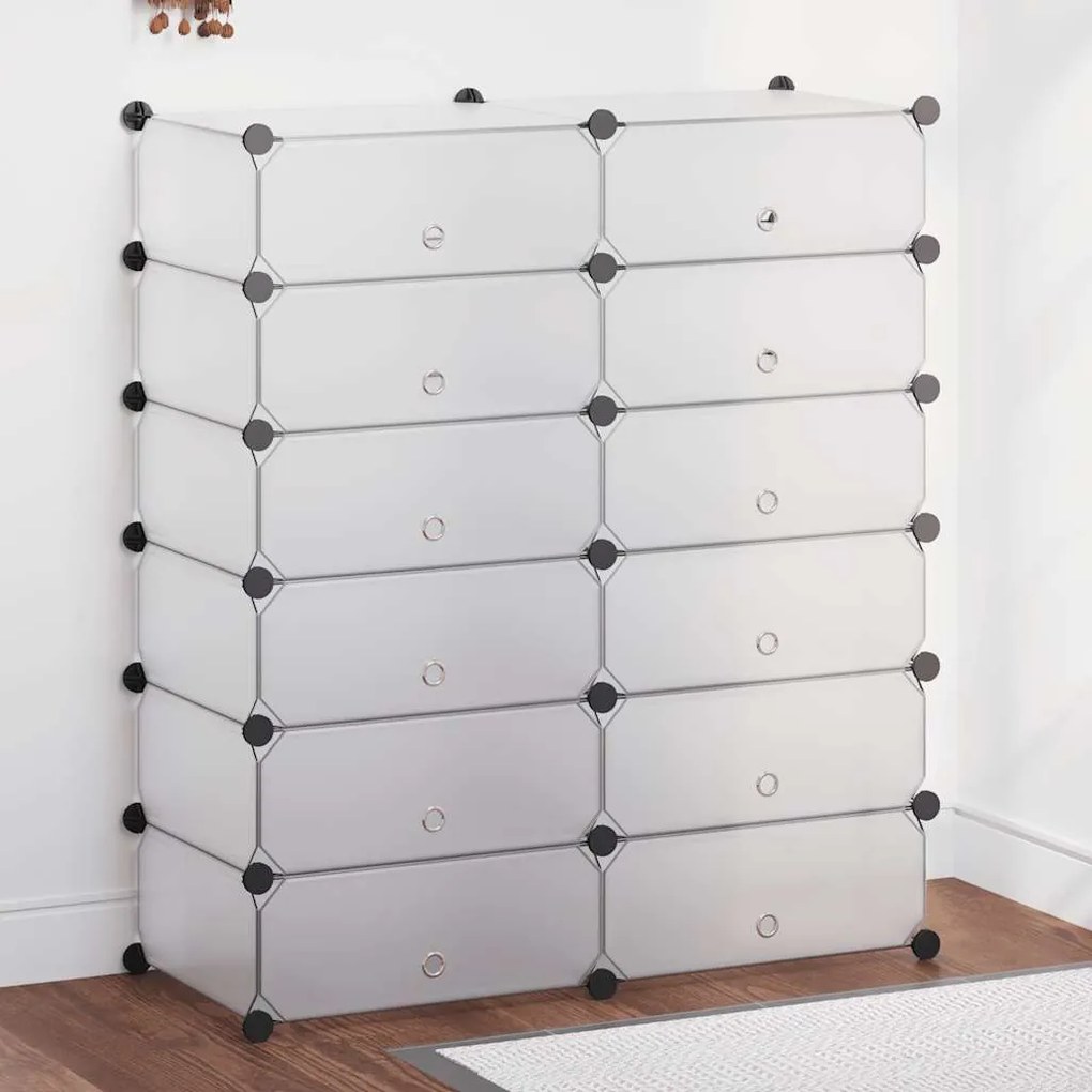 244921 vidaXL Sapateira c/ 12 compartimentos de arrumação interligados branco