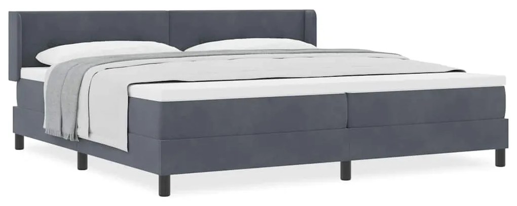 Cama Box com Colchão vidaXL Cinza Escuro 200x200 cm Veludo