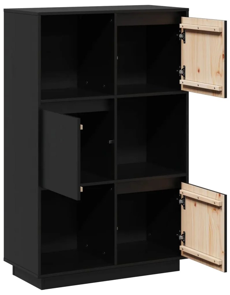 Aparador alto 74x35x117 cm pinho maciço preto