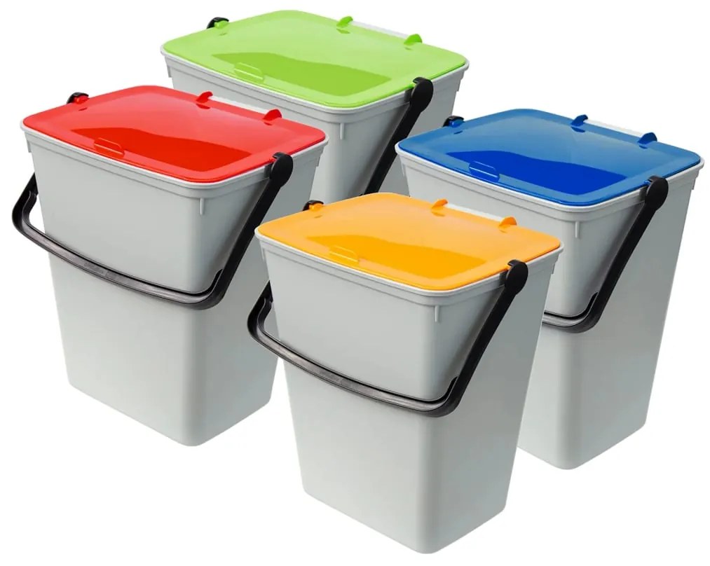 154489 vidaXL Caixote de lixo com tampas 4 pcs polipropileno 60 L