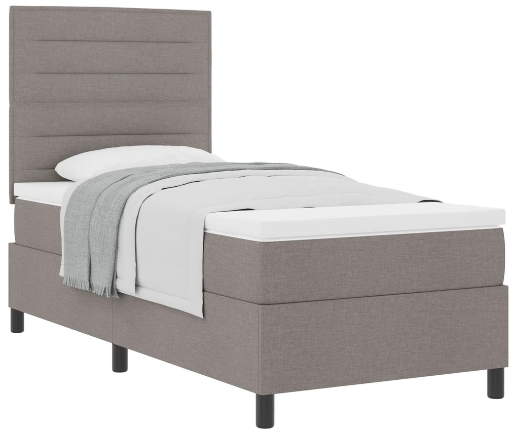 Cama Box Spring com Colchão Taupe 80x200 cm Tecido