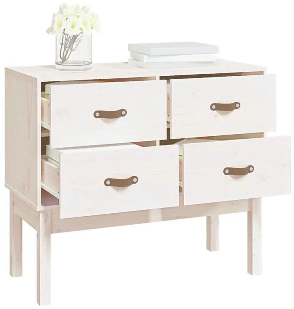 Mesa consola 90x40x78 cm madeira de pinho maciça branco
