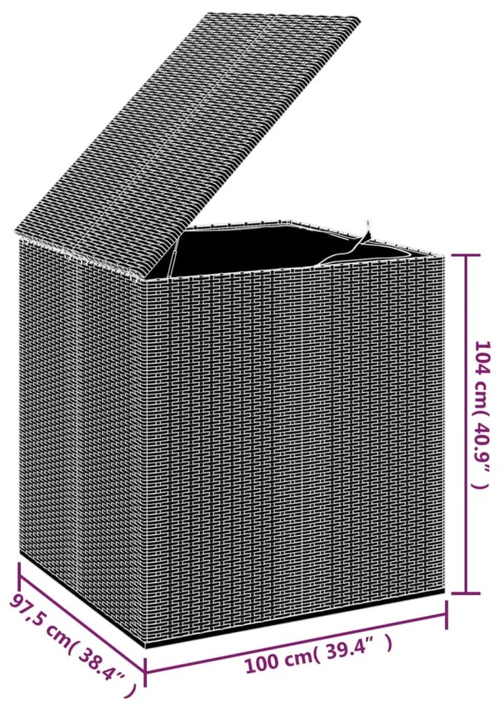 Caixa para almofadões de jardim 100x97,5x104cm vime PE castanho