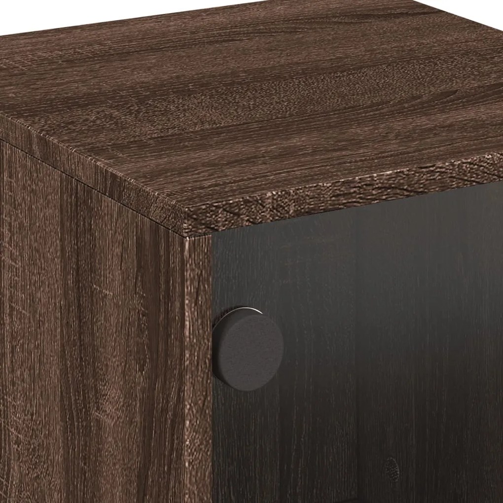 Mesas cabeceira portas vidro 2 pcs 35x37x50cm carvalho castanho