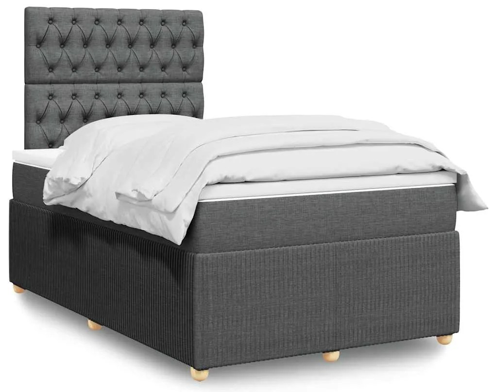 Cama com molas/colchão 120x200 cm tecido cinzento-escuro