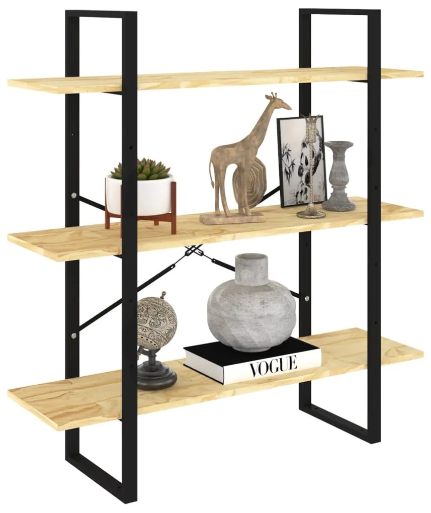 Estante com 3 prateleiras 100x30x105 cm pinho maciço castanho