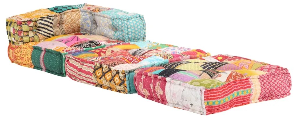 Pufe modular tecido em retalhos