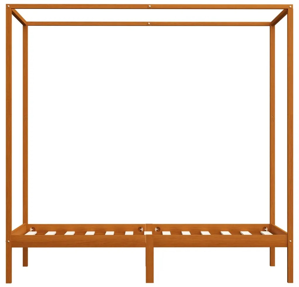 Estrutura de cama com toldo 100x200cm pinho maciço castanho mel