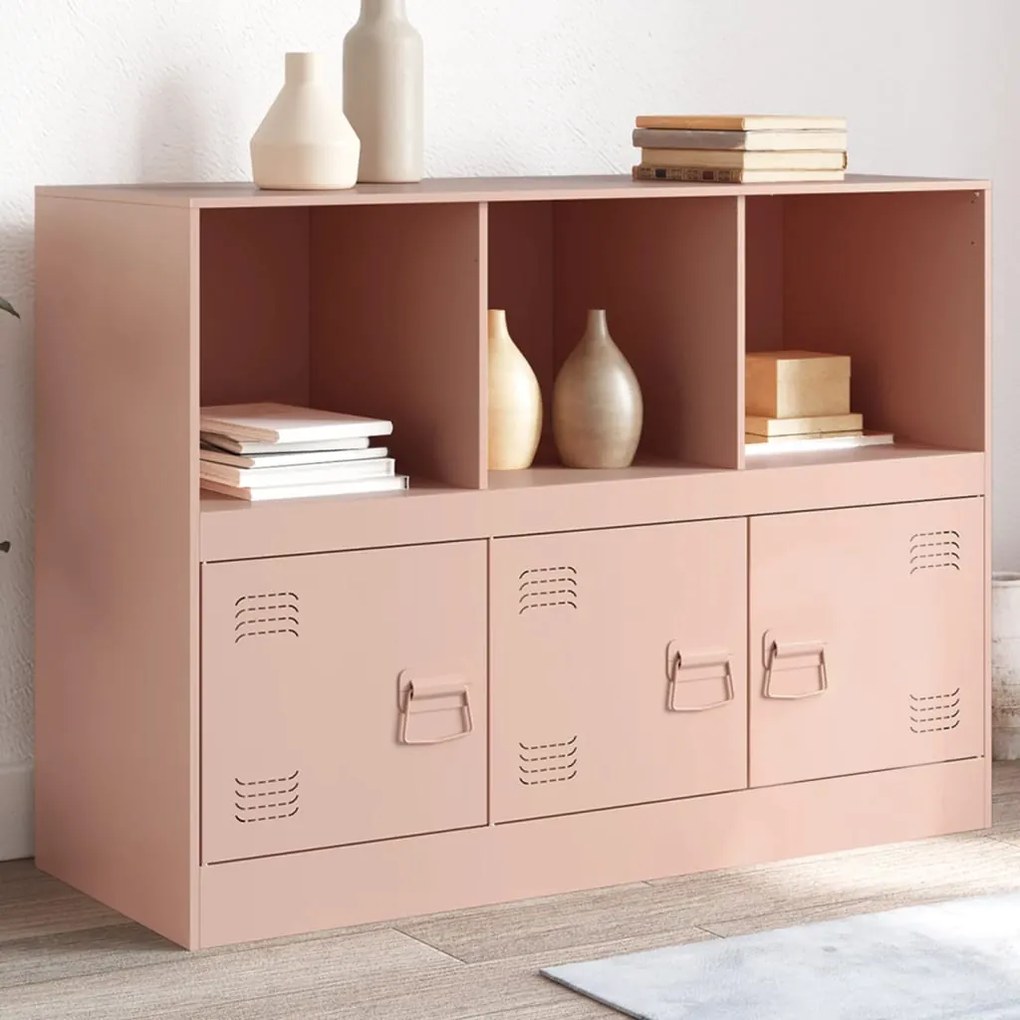 vidaXL Aparador 99x39x73 cm aço rosa