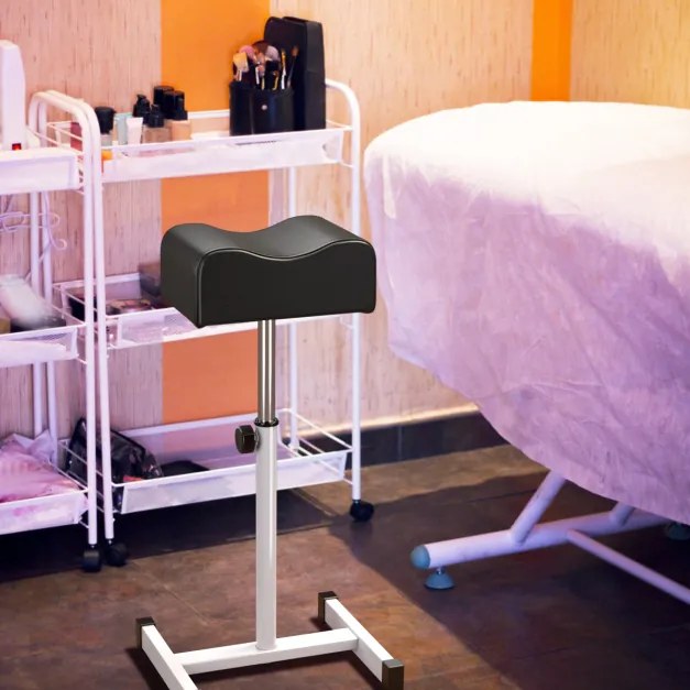 Apoio de Pés para Pedicure e Manicure com Altura Regulável de 44-65 cm e Almofada Equipamento Profissional para Salões de Beleza Preto
