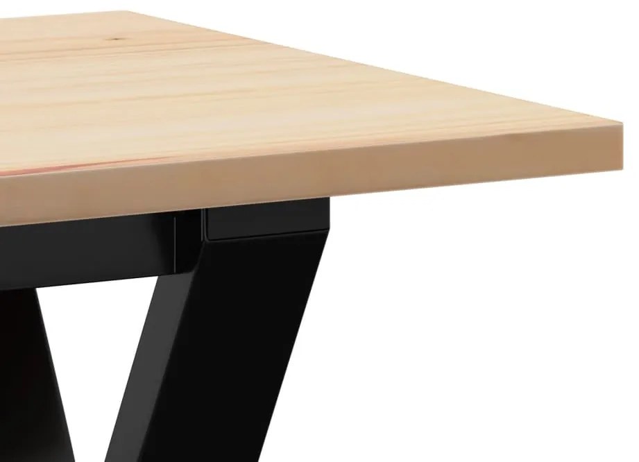 Mesa de centro estrutura em Y 160x40x45cm pinho e aço