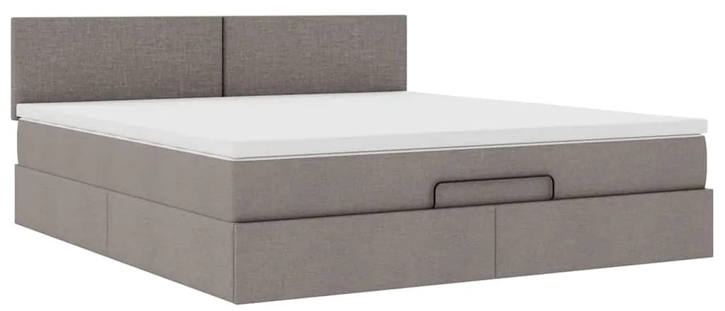 Estrutura de cama otomana com colchão tecido cinzento 160x200cm