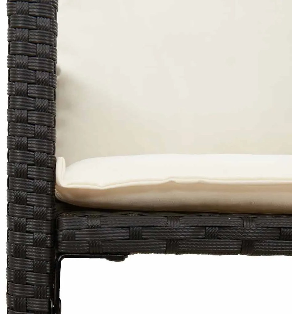 5 pcs conjunto de bar jardim c/ almofadões vime PE/acácia preto