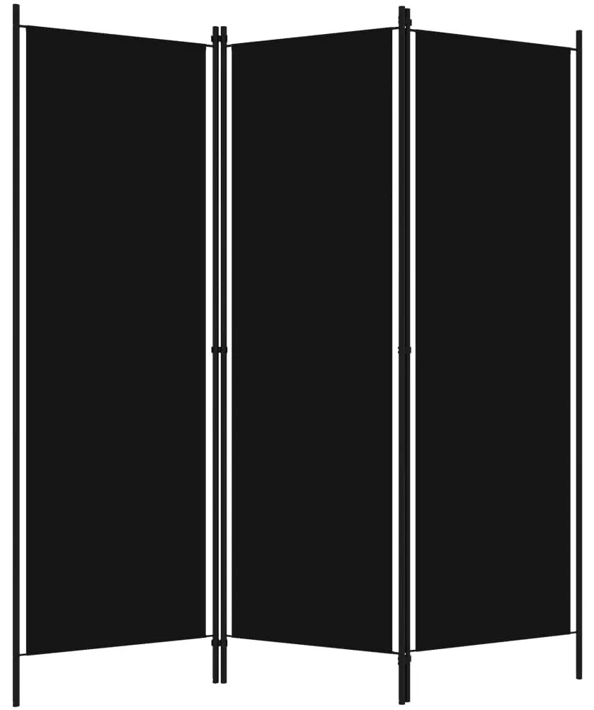 Divisória de quarto com 3 painéis 150x180 cm preto