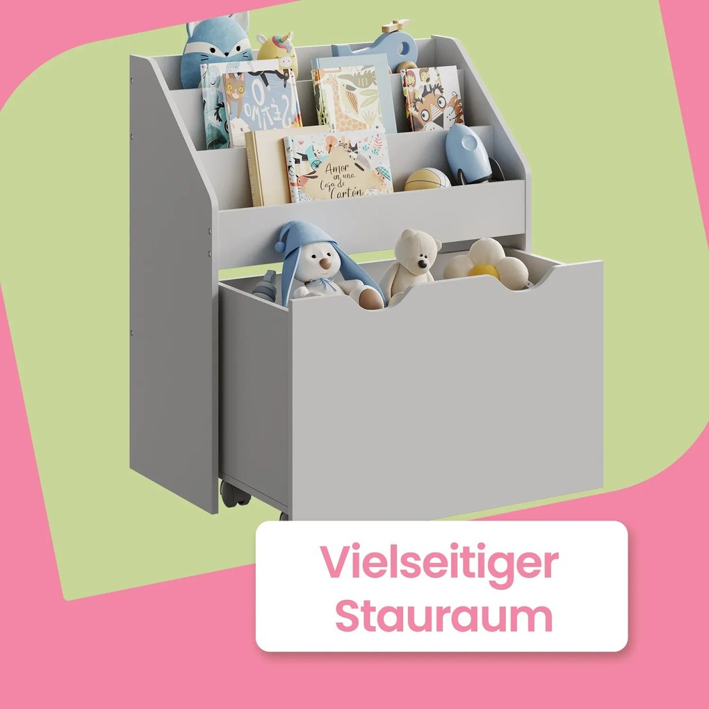Estante infantil de arrumação 29,5 x 62,5 x 70 cm cinzenta