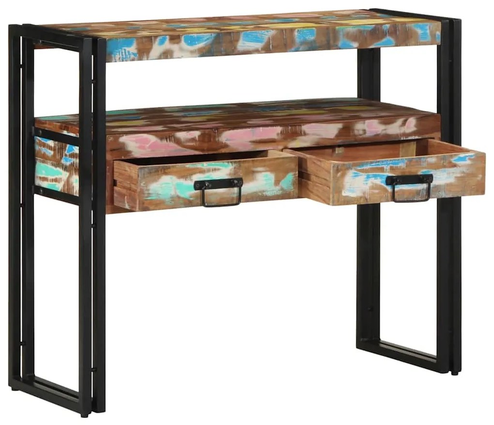 Mesa de Apoio vidaXL Multicolorida 90x33x75 cm em Madeira Recuperada e