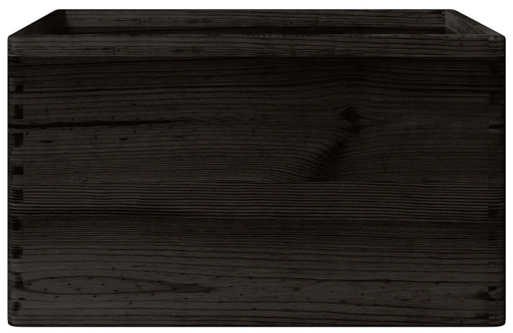 Caixa madeira com pegas preta 40x30x23 cm pinho madeira maciça