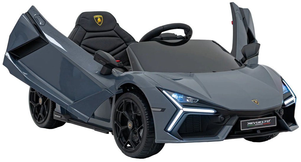 Carro elétrico para Crianças Lamborghini Revuelto 12V 4x4 Rodas Espuma EVA, Assento couro ecológico Cinzento
