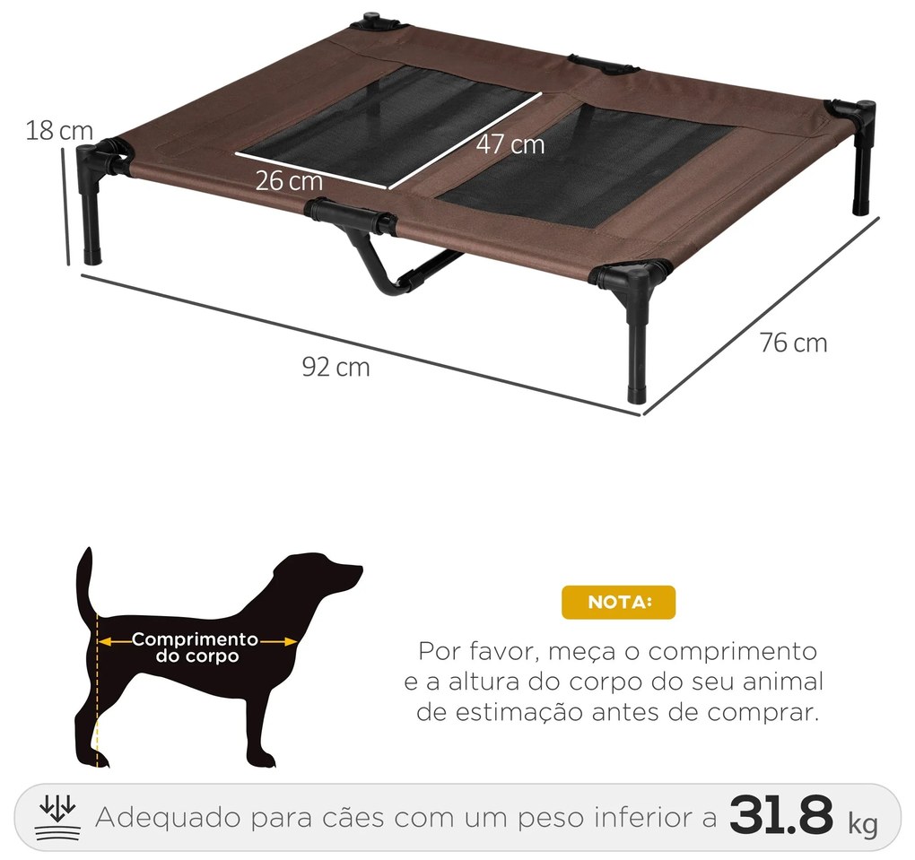 PawHut Cama Elevada para Cães Cama de Animais de Estimação com Malha T