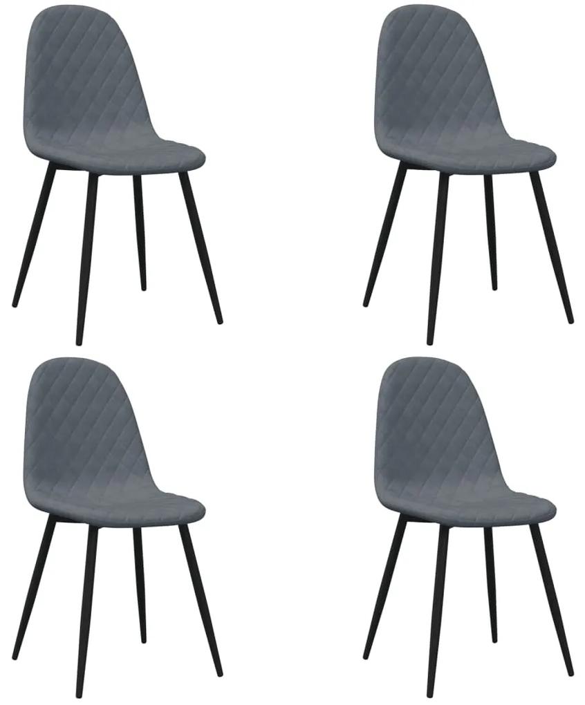 Cadeiras de jantar 4 pcs veludo cinzento-escuro