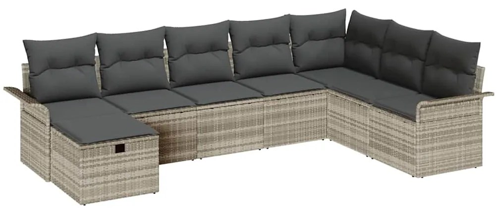 Conjunto de Sofás de Jardim de 8 Peças com Almofadas de Rattan Cinza C