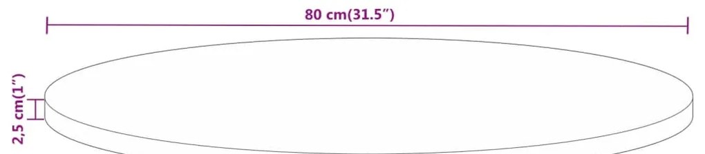 Tampo de mesa redondo Ø80x2,5cm madeira mangueira áspera maciça