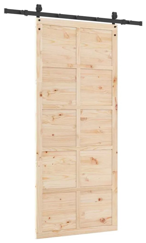 Porta Deslizante Castanho 80 x 208 cm Madeira de pinho maciça