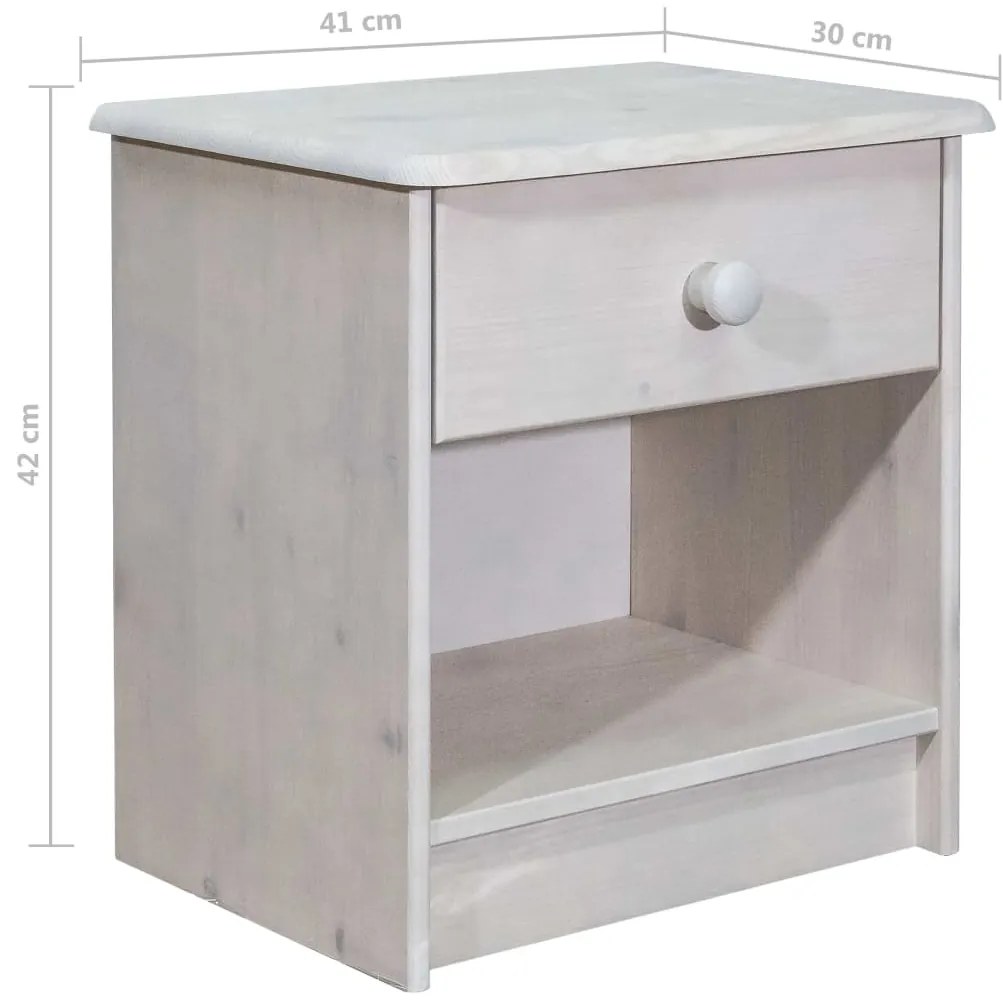 Mesa de cabeceira 41x30x42 cm madeira de pinho maciça
