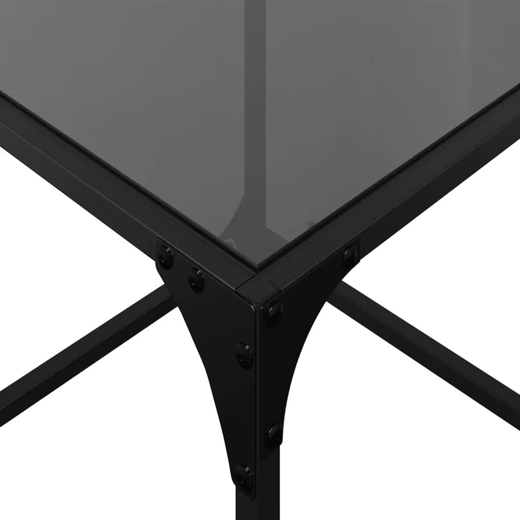 Mesa de centro com topo em vidro preto 40x40x40 cm aço