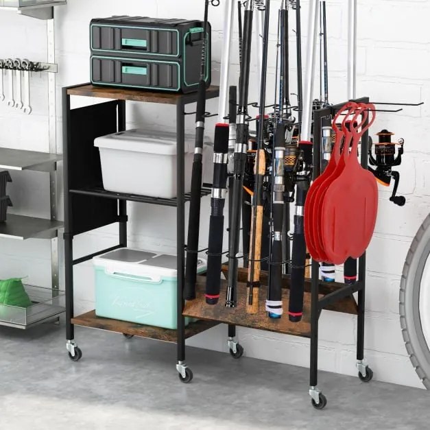 Organizador de armazenamento para 2 bolsas de golfe e acessórios para equipamentos de golfe - Preto