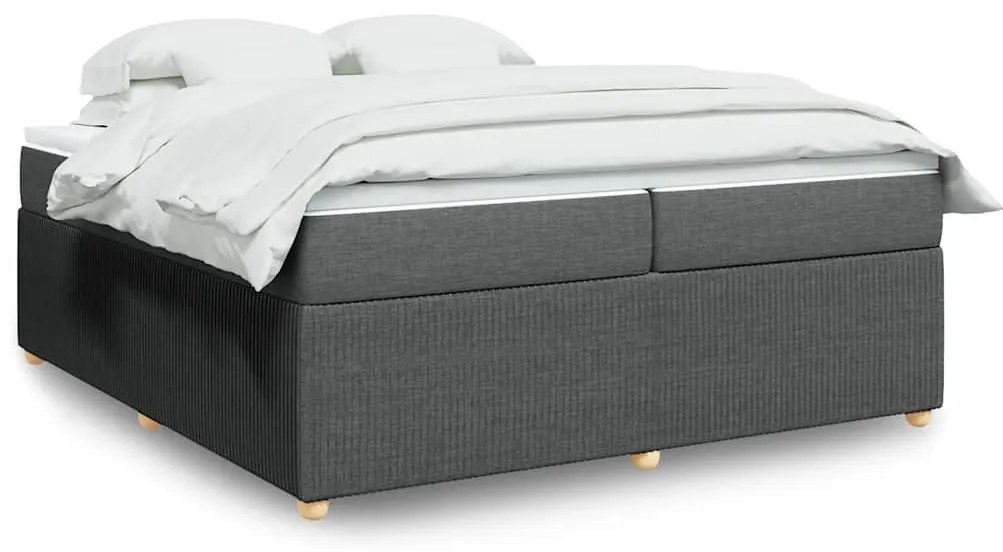 vidaXL Cama com molas/colchão 200x200 cm tecido cinzento-escuro