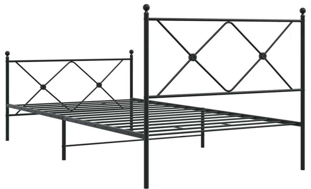 Estrutura de cama com cabeceira e pés 107x203 cm metal preto