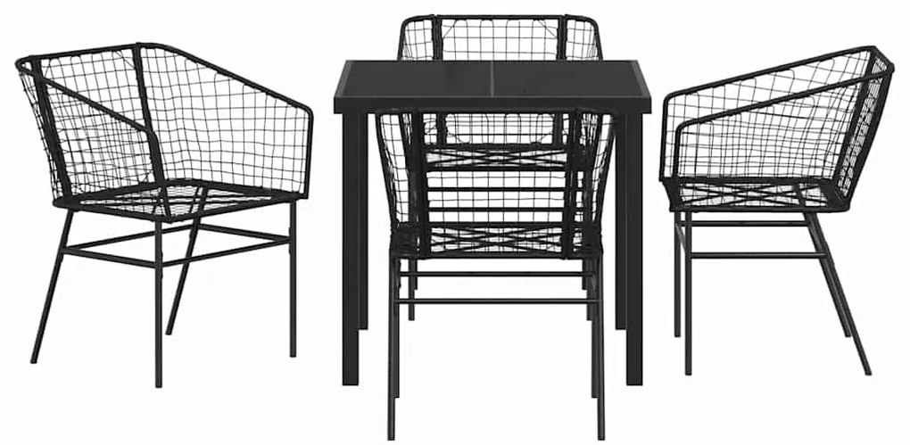 Conjunto de Jantar de Jardim com 5 Peças em Rattan Sintético Preto.