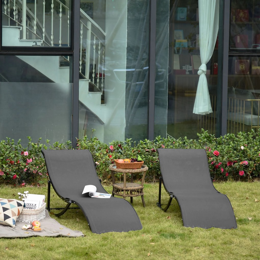 Conjunto 2 Espreguiçadeiras Ergonômicas Dobráveis em Forma de S com Es